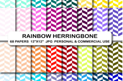 Herringbone digital paper, 68 Herringbone rainbow colors