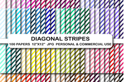 100 Diagonal Stripes digital paper, Stripes pattern papers