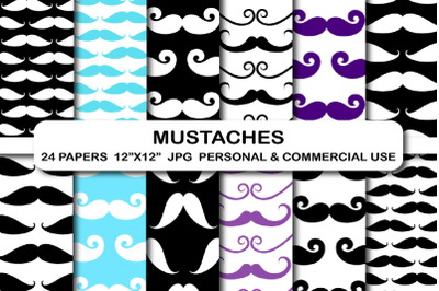 Mustaches Digital Papers, Mustache Pattern Digital Paper