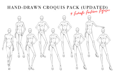 Frontal Female Croquis Pack for Fashion Illustration