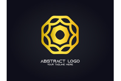 Logo Abstract Gold Color Octagonal Design