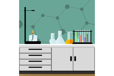 Chem laboratory with colored substances