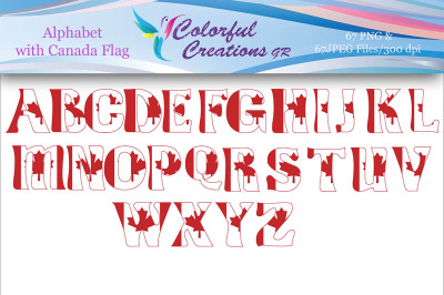 Canada Alphabet, July First Digital Letters, Flag, Maple leaf, Printab