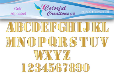 Gold Alphabet, Gold Numbers, Digital Alphabet, Numbers, School Project