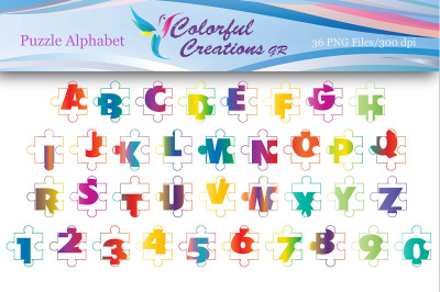 Puzzle Alphabet, Puzzle Numbers, Digital Alphabet,Numbers, Invitations
