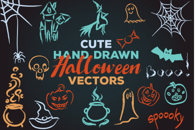 17 Cute Halloween Vector Illustrations, EPS AI PNG SVG