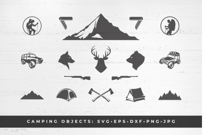 Camping and mountains vector printable clipart