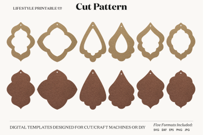 Earrings SVG Template Cut File Cricut Boho Bundle Leather Earrings