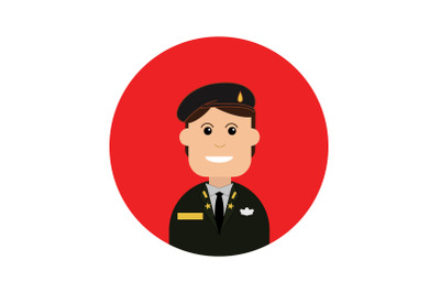 Icon Character Army Beret Red Background