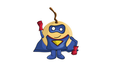 Longan Fruit Superhero Cartoon Character