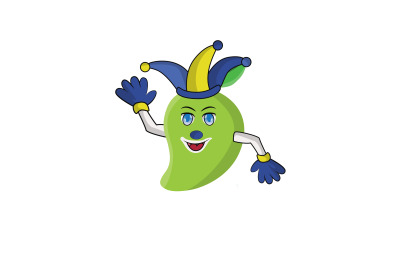 Mango Fruit Clown Cartoon Character