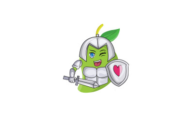 Mango Fruit Knight Cartoon Character