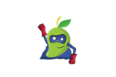 Mango Fruit Superhero Cartoon Character