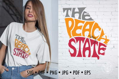 The Peach State word Art, Georgia Svg Dxf Eps Png Jpg, Cut file