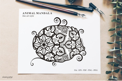 Fish Mandala Vector Line Art Style