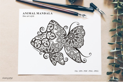 Fish Mandala Vector Line Art Style