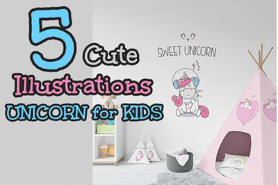 Set Collection Illustration unicorn for Kids