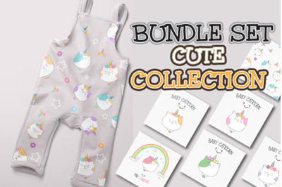 Set Collection Illustration caticorn head for Kids
