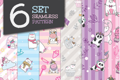 set of cute seamless pattern collection