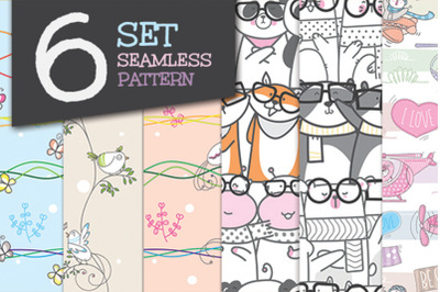 collection cute seamless pattern animal