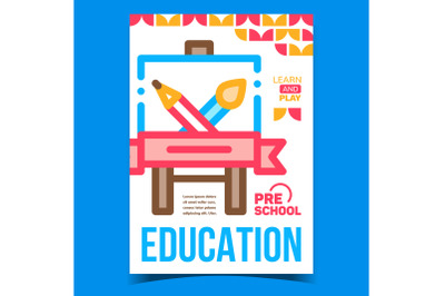 Preschool Education Advertising Poster Vector