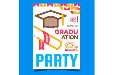 Graduation Party Event Advertising Banner Vector