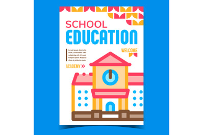 School Education Creative Advertise Banner Vector