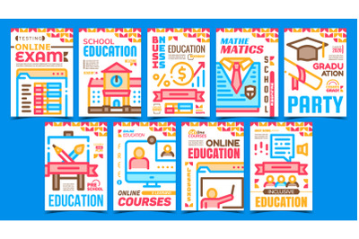 Academy Education Advertising Posters Set Vector