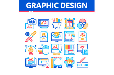 Graphic Design And Creativity Icons Set Vector