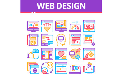 Web Design Development Collection Icons Set Vector