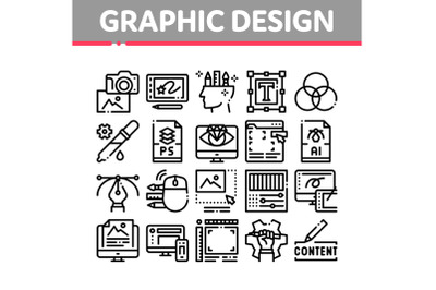 Graphic Design And Creativity Icons Set Vector