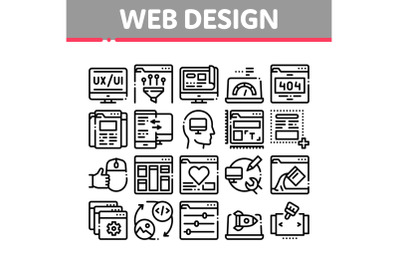 Web Design Development Collection Icons Set Vector