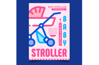 Baby Portable Stroller Advertising Banner Vector