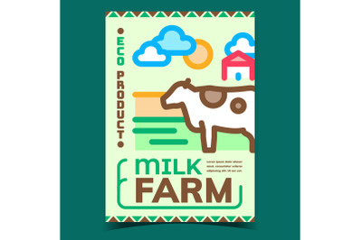 Milk Farm Eco Product Advertising Poster Vector