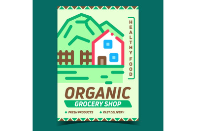 Organic Grocery Shop Advertising Banner Vector