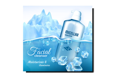 Facial Cleanser Micellar Water Promo Banner Vector