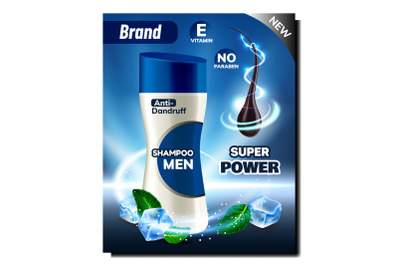 Anti-dandruff Shampoo For Men Promo Banner Vector