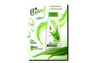 Aloe Vera Shampoo Creative Promo Banner Vector