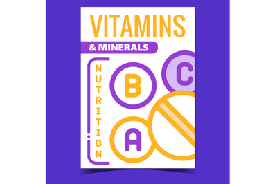 Vitamins And Mineral Advertising Banner Vector