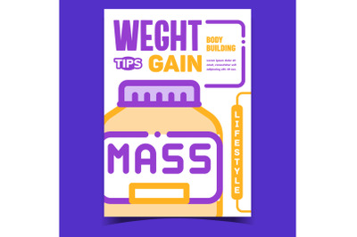 Weight Gain Tips Creative Advertise Poster Vector