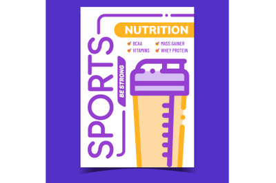 Sports Nutrition Creative Advertise Banner Vector