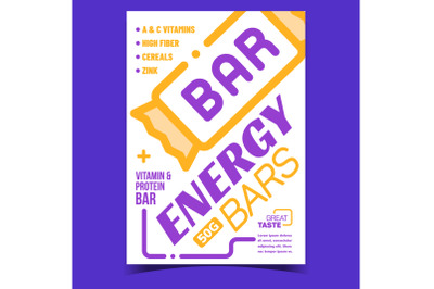 Energy Bars Food Creative Advertise Banner Vector