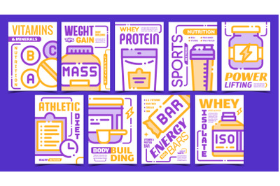 Sport Nutrition Advertising Posters Set Vector