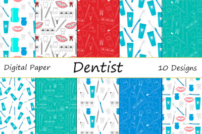 Seamless patterns Dentist dentistry dental treatment vector