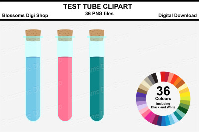 Test Tube Sticker Clipart, 36 files, multi colours