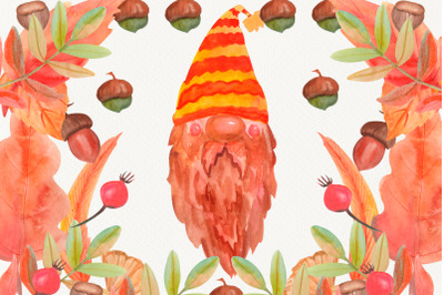 Fall clipart PNG, gnome clipart,