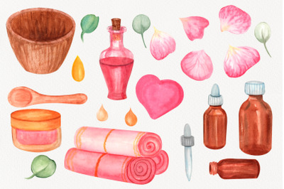 Watercolor Spa clipart. beauty clipart