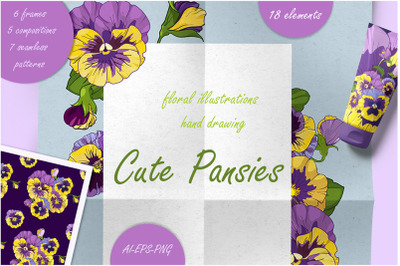 Pansies floral collection