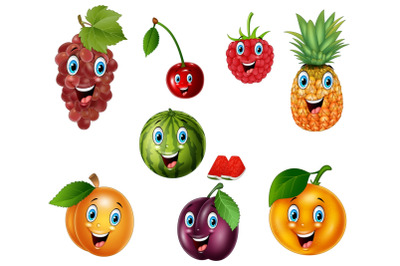 Cute Cartoon Fruits Mascot Bundle