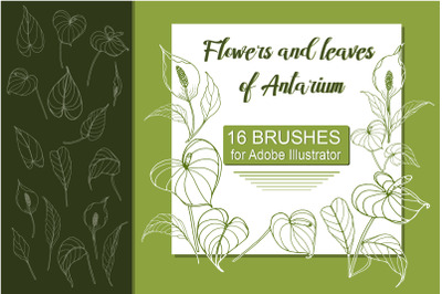 Antarium Flowers and Leaves Brushes for Adobe Illustrator